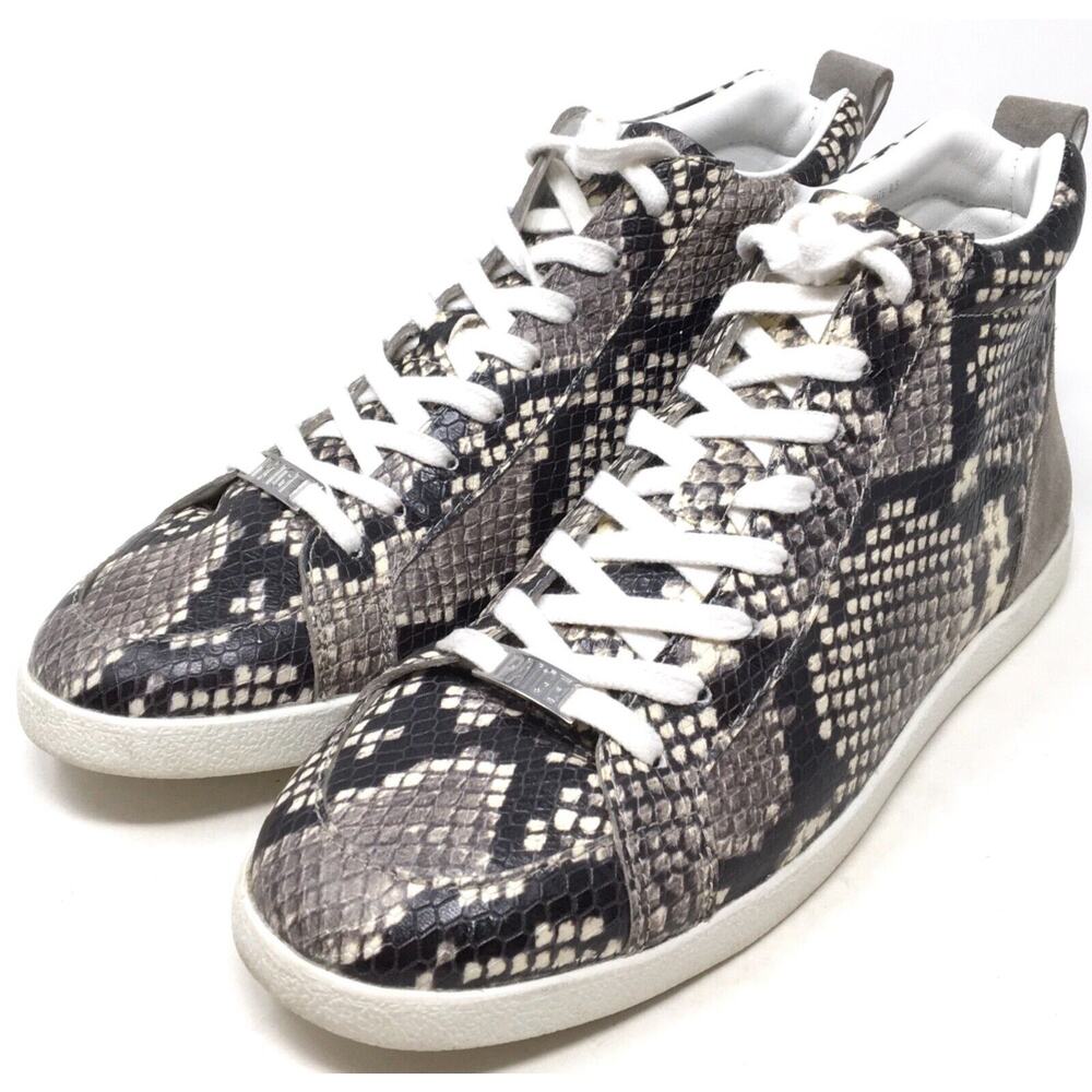 PAIGE Annie Women's Size 8.5 Snake Black/Gray Embossed Mid Top Leather Sneakers - Picture 3 of 7